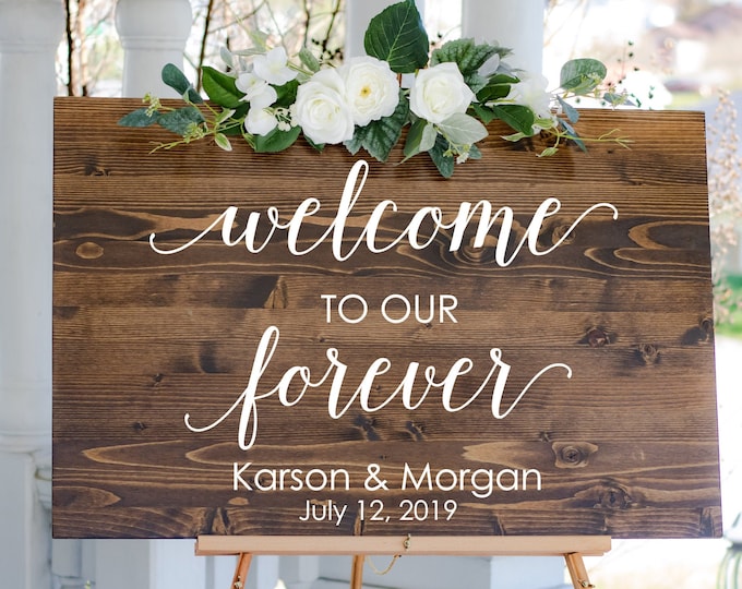 Welcome Wedding Decal Welcome to our Forever Wedding Sign DIY Lettering Personalized Decor for Modern Wedding Minimalist Rustic Barn Wedding