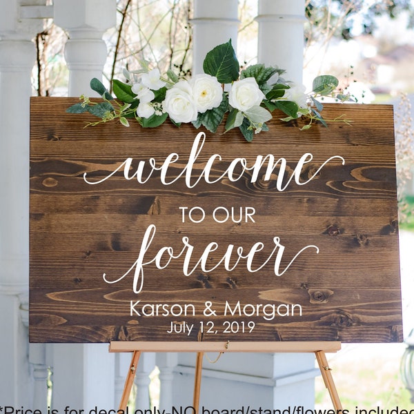 Welcome Wedding Decal Welcome to our Forever Wedding Sign DIY Lettering Personalized Decor for Modern Wedding Minimalist Rustic Barn Wedding