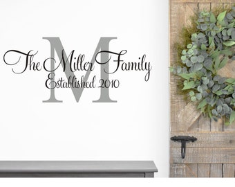 Family Wall Decal Family Name and Date Vinyl Wall Decal Monogram for Living Room Farmhouse Wall Decal