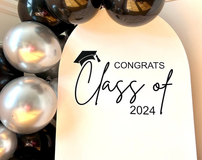 Congrats Class of 2024 Decal for Balloon Arch Sign Grad Party Vinyl Decal Class of 2024 Graduation Decal for Sign Event Planner Decal