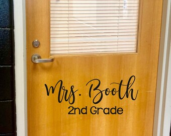 Personalized Teacher Name Vinyl Decal, Classroom Door Sticker