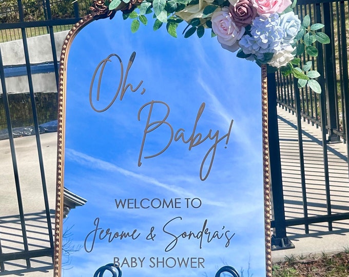 Oh Baby Decal for Baby Shower Welcome Sign or Balloon Arch Oh Baby Sign for Baby Shower Entrance Baby Shower Decor Vinyl Welcome Sign