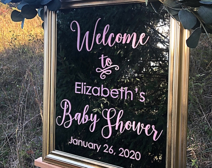 Baby Shower Decal Welcome Sign for Baby Shower Decal for Mirror or Chalkboard Baby Shower Decor Personalized Welcome Vinyl DIY