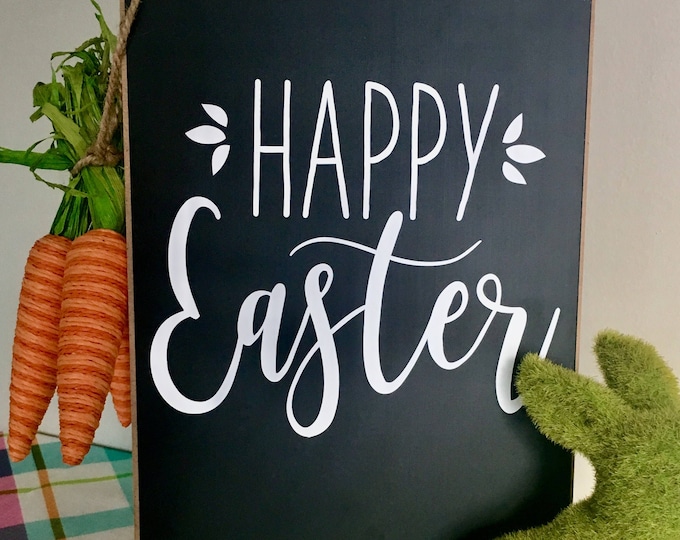 Happy Easter Decal- Vinyl Decor- Spring Decal- Rustic Wall Decal Farmhouse Sign Happy Easter Vinyl Decal Home Decor