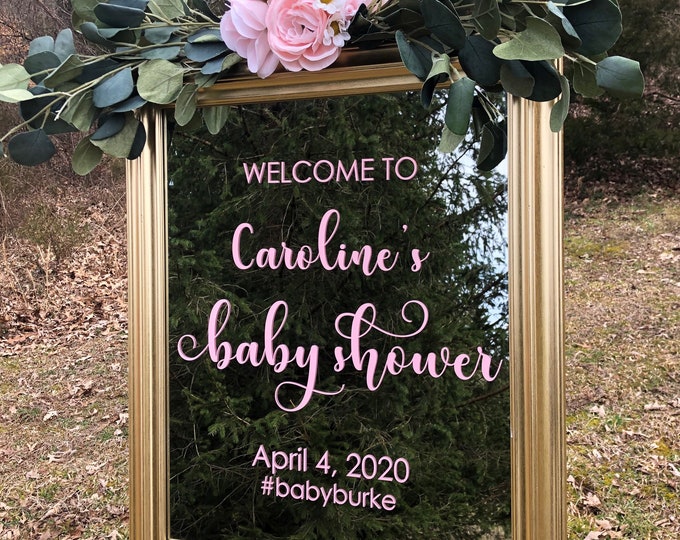 Baby Shower Decal for Sign Making Vinyl Decal for Baby Shower Welcome Sign Personalized Decor for a Baby Shower Mirror or Chalkboard