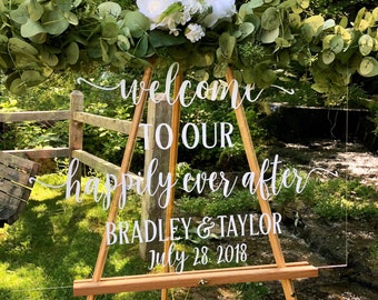 Wedding Decal Welcome to our Happily Ever After Vinyl Decal for Wedding Sign Rustic Barn Wedding Decor DIY Lettering for Sign Personalized