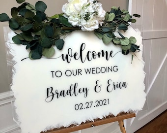 Wedding Welcome Vinyl Decal for Mirror or Plexiglass Wedding Chalkboard Decal Wedding Sign Vinyl Welcome to our Wedding