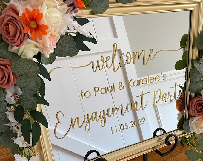 Engagement Party Decal for Sign Making or Mirror Welcome Engagement Party Sign Vinyl Fall Engagement Party Gold Decal