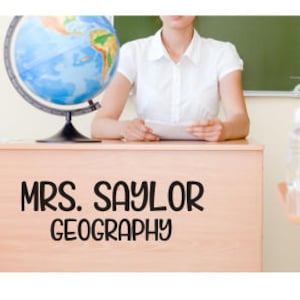 Personalized Teacher Decal Teacher Name Desk Decal Vinyl Decal for Classroom Door Decal Teacher Name and Grade Classroom Decor Various Sizes