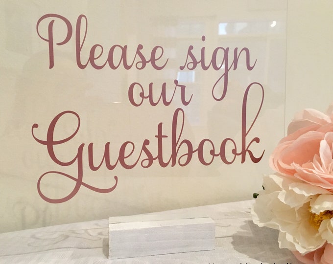 Please Sign Our Guestbook Decal Rose Gold Small Wedding Decal Wedding Decor DIY Sign Decal for Chalkboard Guestbook Decal Guestbook Vinyl