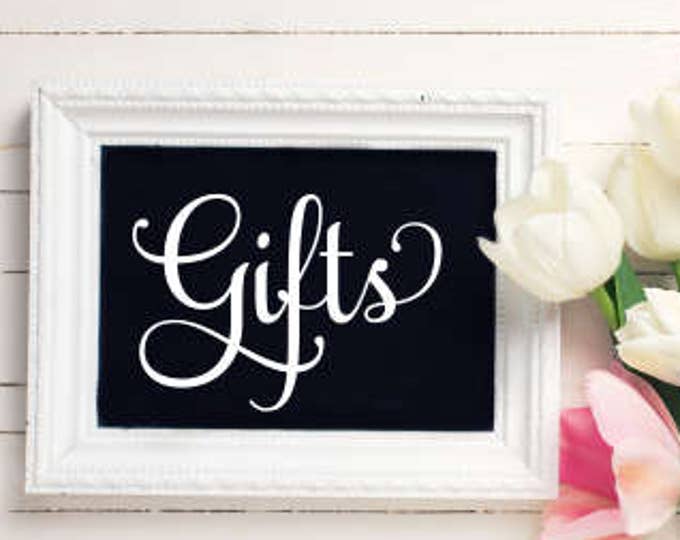 Gifts Decal for Wedding Small Decal for Chalkboard or Wood Various Sizes and Colors Gift Table Decor for Wedding Fancy Gift Vinyl Decor