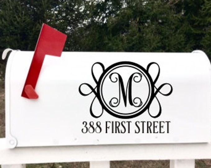 Mailbox Decals Vinyl Decor Set of Two Monogram Decals for Mailbox Curb Appeal Various Sizes and Color Lettering For Mailbox Ornate Fancy