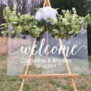 Wedding Decal Welcome Wedding Sign Vinyl Decal for Wedding Welcome Decoration Rustic Modern Wedding Decal Only Personalized Names and Date image 5