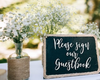 Guestbook Decal Wedding Decor Rustic Handwritten Vinyl Decal Please Sign our Guestbook Decal Only Barn Wedding DIY