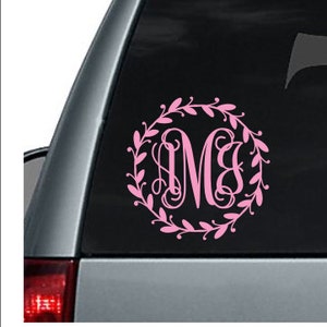 Monogram Car Decal Car Decal for Women Vine Monogram in Twig Border Trendy Rustic Twig Frame Vinyl Car Decal Car Monogram Wreath Car Vinyl image 2