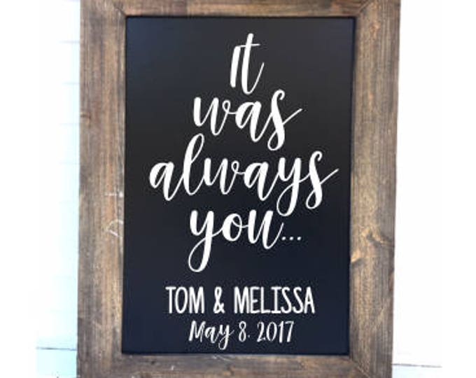 It was Always You Wedding Decal Vinyl Decal for Chalkboard For Wedding Personalized DIY Lettering Rustic Wedding Decor Couples Names Date