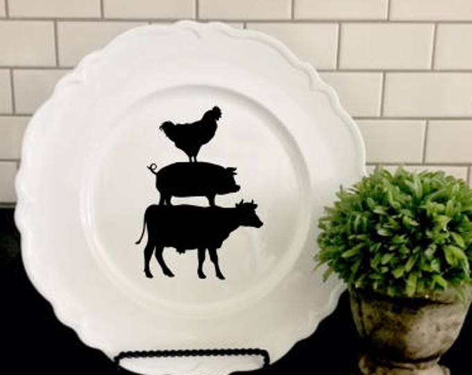 Decal Only-Farmhouse Decal -Cow Pig Chicken Vinyl Decor- Rustic Decor- Farmhouse- Kitchen Various Sizes- DIY Lettering