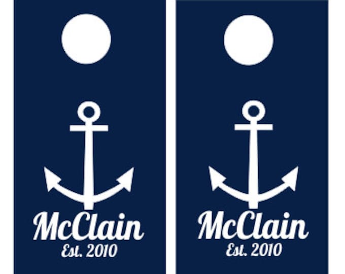 Anchor Cornhole Decals Personalized Cornhole Board Decals DIY Wedding Lake House Anchor Nautical Set of Bean Toss Decals Board Decals Vinyl