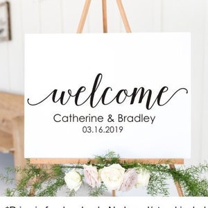Wedding Decal Welcome Wedding Sign Vinyl Decal for Wedding Welcome Decoration Rustic Modern Wedding Decal Only Personalized Names and Date image 2