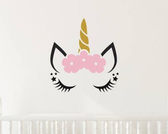 Unicorn Wall Decal-Girls Wall Decor-Decal for Nursery or Bedroom-Unicorn Vinyl-Magical Floral Unicorn-Trendy Wall Decor