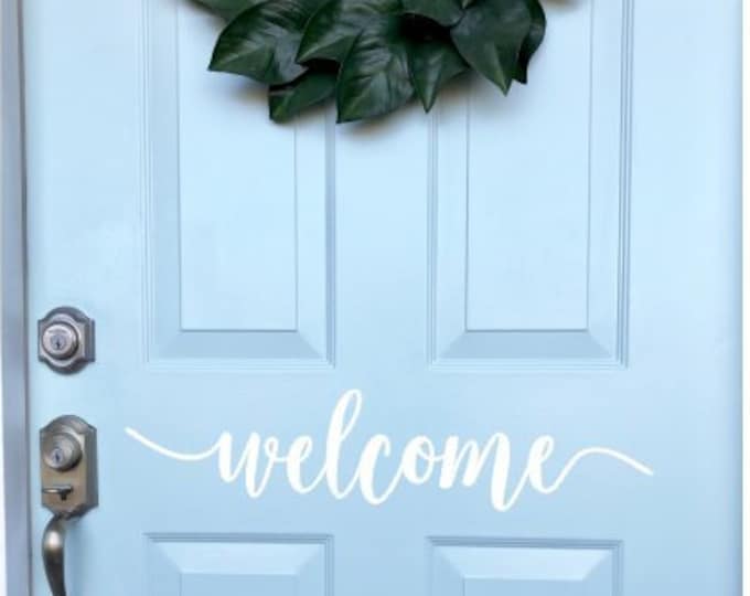 Welcome Door Decal Vinyl for Front Door Greeting Welcome Decal Front Porch Home Decor Vinyl Welcome Sign Lettering