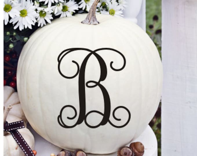 Pumpkin Monogram Decal Vinyl Decal Small Decal Pumpkin Decor Halloween Holiday Decor Fall Porch Decal Fall Porch Decor Curb Appeal Decals