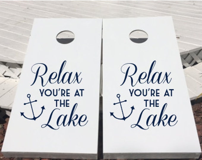 Relax You're at the Lake Decals Set of Cornhole Decals DIY Lake Decals Cornhole Boards Decals Anchor Nautical Lake Decals Set of Two Decals