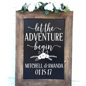 Floral Wedding Deal Let the Adventure Begin Personalized Wedding Decal DIY Vinyl for Chalkboard Wedding Rustic Wedding Decal for Board Boho image 2
