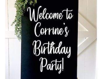 Birthday Party Decal Vinyl Decor for Party Birthday Party Sign Decal Welcome Decor Personalized Sign Decal for Birthday Celebration