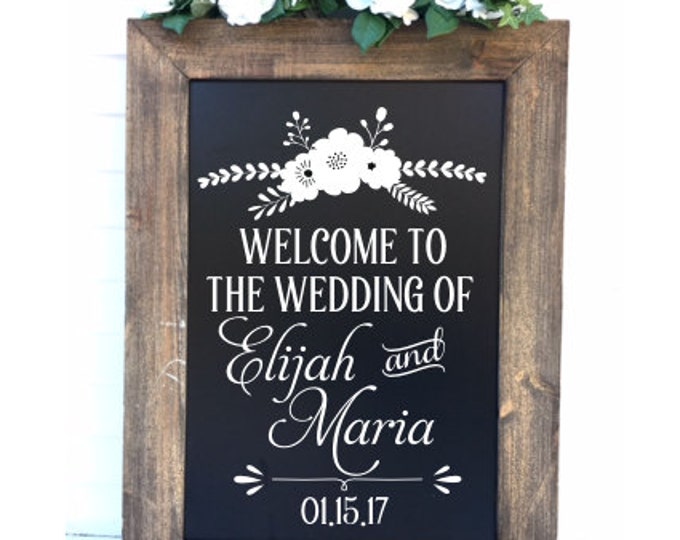 Rustic Wedding Decal Floral Wedding Decor Vinyl Decal for Chalkboard Personalized Decal for Wedding Mr and Mrs Decal DIY Decal Wedding Decor