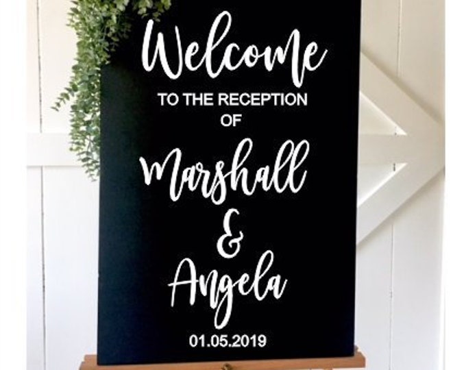 Welcome Wedding Reception Decal-Vinyl Decal for Bride and Groom-Wedding Reception Sign-Modern Decor for Wedding-Handwritten Vinyl-DIY