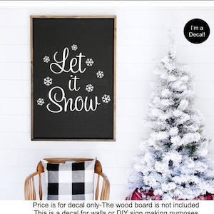 Let It Snow Vinyl Decal Vinyl Wall Decal with Snowflakes Winter Door Vinyl Christmas Vinyl Wall Decal Snowflake Vinyl Housewares Christmas