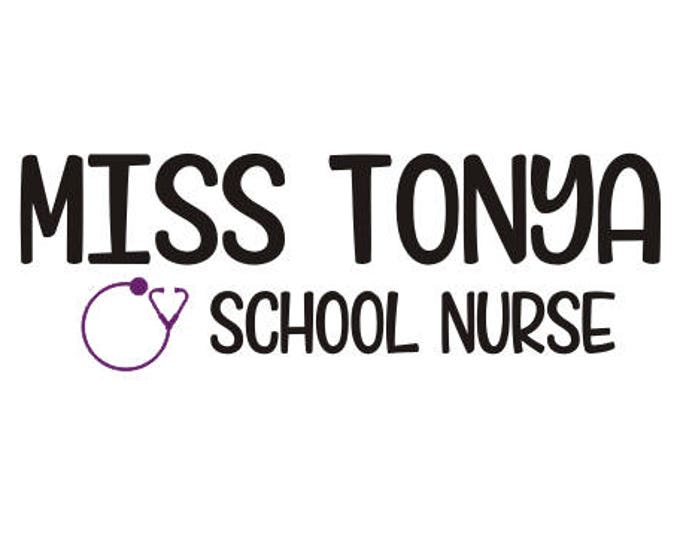 School Nurse Decal Personalized Decal School Nurse with Stethoscope Name for Door Classroom School Clinic Back to School