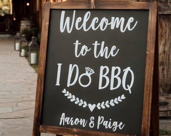 I Do BBQ Vinyl Decal, Wedding Rehearsal Dinner Sign, Engagement BBQ Decor