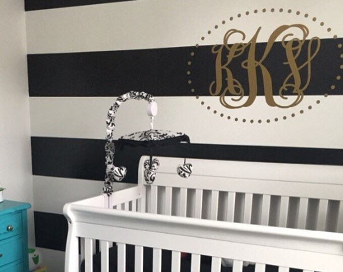 Monogram Wall Decal Large Vinyl Wall Monogram Nursery Bedroom Wall Decal Vinyl Wall Decal Baby Girl Baby Boy Trendy Gold Decal Preppy Gold