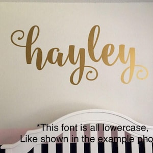 Name Wall Decal- Personalized Vinyl Decor-Girls Wall Decoration-Gold Name Decal-Curly Script-Personalized Nursery Wall