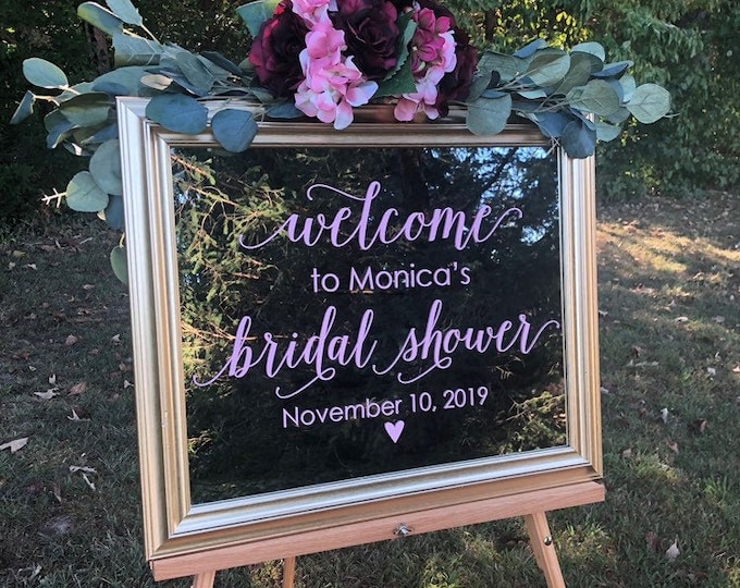 Bridal Shower Decal for Mirror Sign Vinyl Decal for Bridal Shower Blush Decal Welcome Shower Decor Elegant Decal Burgundy Bridal Shower Fall