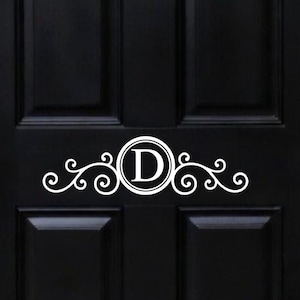 Scroll Monogram Vinyl Decal for Front Door