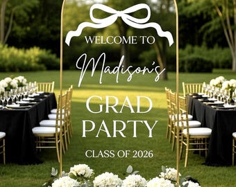 Graduation Party Decal - Custom Name Vinyl for Mirror or Backdrop Setup -Coquette Bow Class of 2026