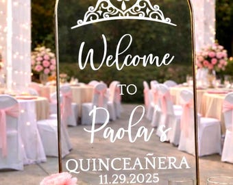 Quinceanera Mirror Decal Custom Quince Vinyl Decal for Sign or Backdrop  Girls 15th Birthday Party Vinyl Decor with Crown