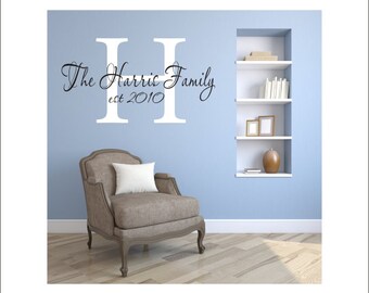 Personalized Wall Decal Family Name and Date Decal Vinyl Wall Decal Family Monogram Decal Living Room Wall Decal Housewares Personalized