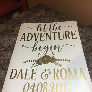 Floral Wedding Deal Let the Adventure Begin Personalized Wedding Decal DIY Vinyl for Chalkboard Wedding Rustic Wedding Decal for Board Boho image 7