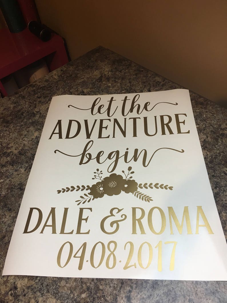 Floral Wedding Deal Let the Adventure Begin Personalized Wedding Decal DIY Vinyl for Chalkboard Wedding Rustic Wedding Decal for Board Boho image 7