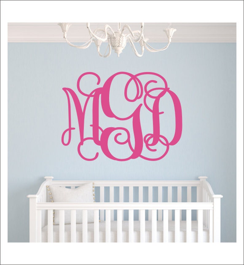 Monogram Wall Decal Vinyl Decor for Wall Large Vine Monogram Etsy