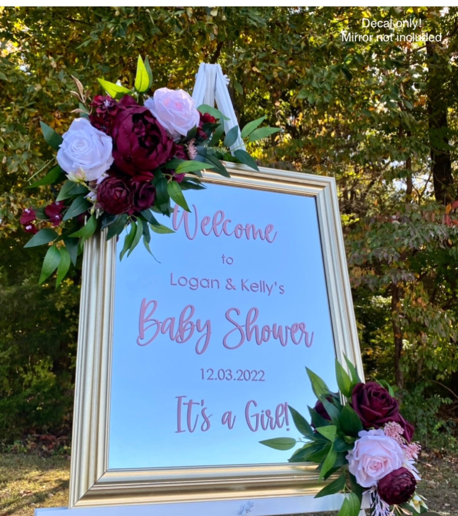 Baby Shower Decal for Mirror or Sign Baby Shower Plexiglass Sign Vinyl