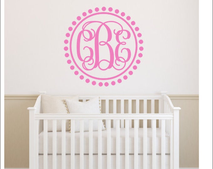 Monogram Wall Decal Nursery Monogram Bedroom Monogram Decal Vinyl Monogram Wall Decal Wall Decor Girls Nursery Decal Personalized Wall Decal