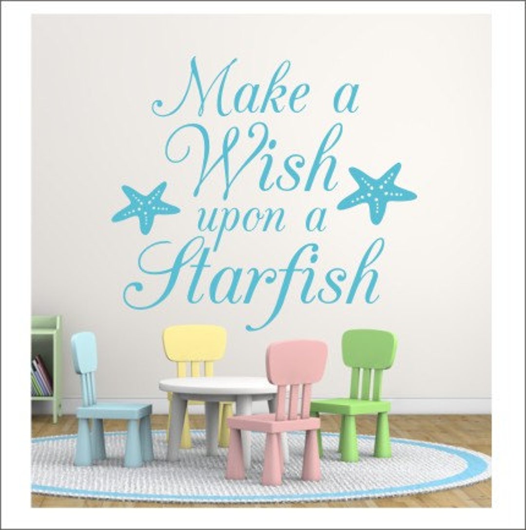 Make a Wish Decal Upon a Starfish Wall Decal Starfish Wish Vinyl Wall
