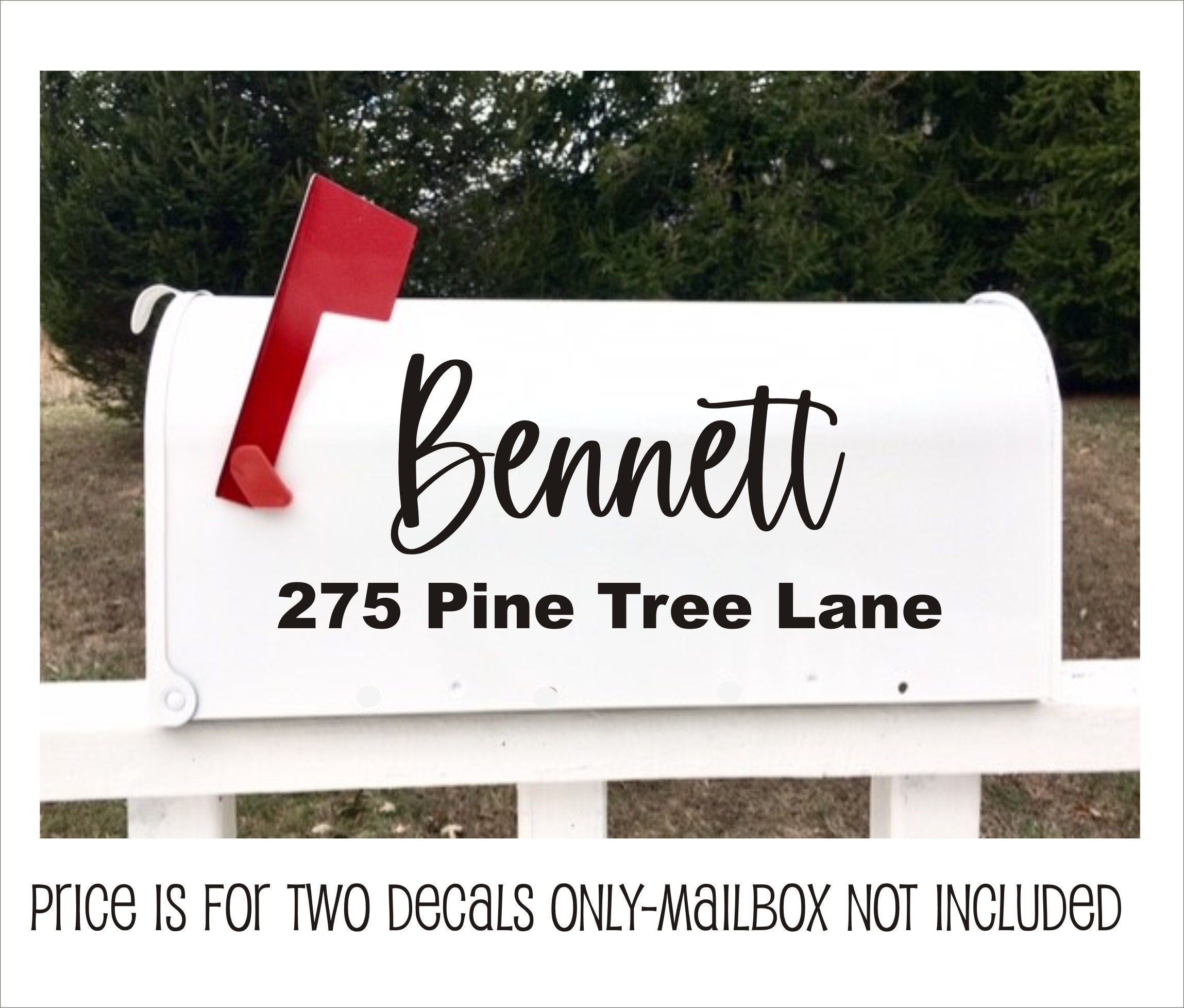 Mailbox Vinyl Decal Set of Two Names and Address Lettering Etsy