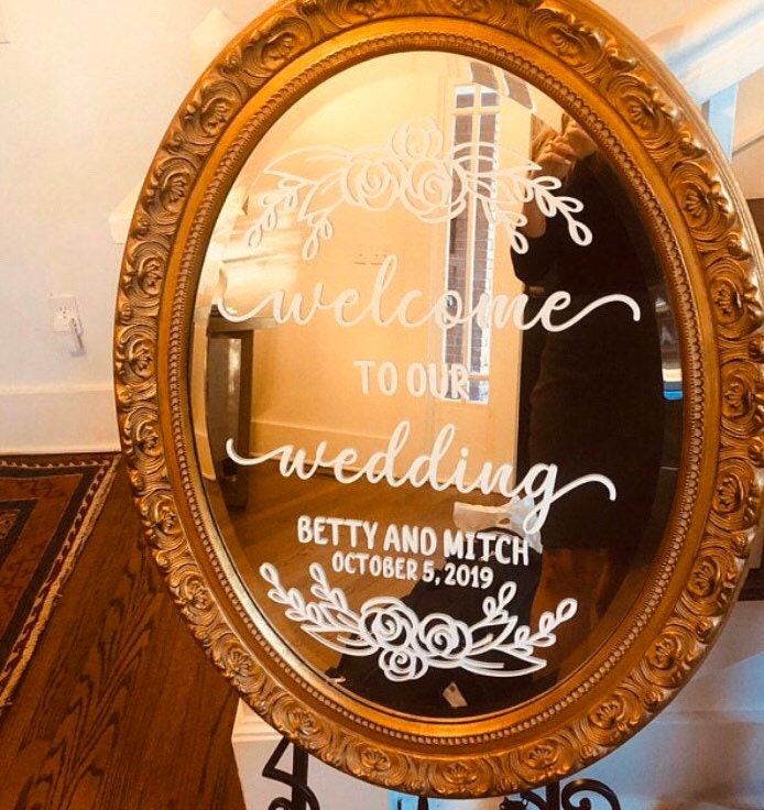 Wedding Decal for Sign Floral Rustic to our Wedding Decal Vinyl