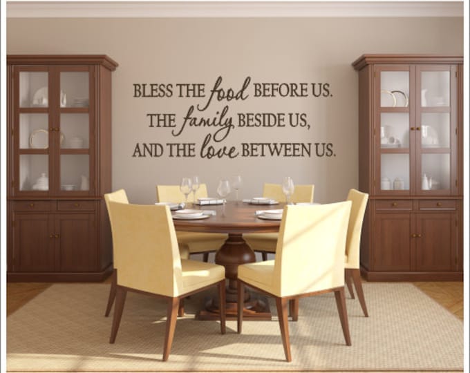 Bless the Food Vinyl Decal Wall Decal Vinyl Wall Decor Dining Room Kitchen Vinyl Housewares